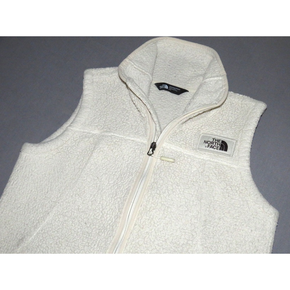 The North Face Full Zip-Up Cream Deep Pile Fleece Vest Jacket Women's Small